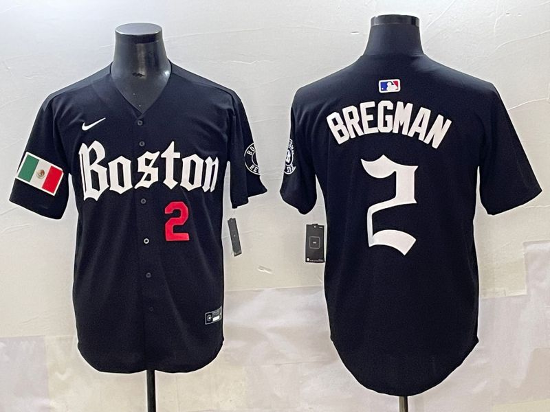 Men 2025 Boston Red Sox #2 Bregman Black Five generations Joint Name Nike MLB Jersey style 4->boston red sox->MLB Jersey